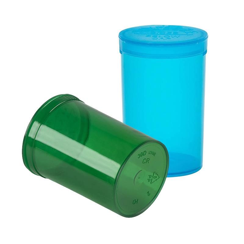 Hot Sale Wide Mouth Plastic Pharmacy Medicine Capsule Pill Bottles Pop Top Vial 30 DRAM with Child Proof Lids