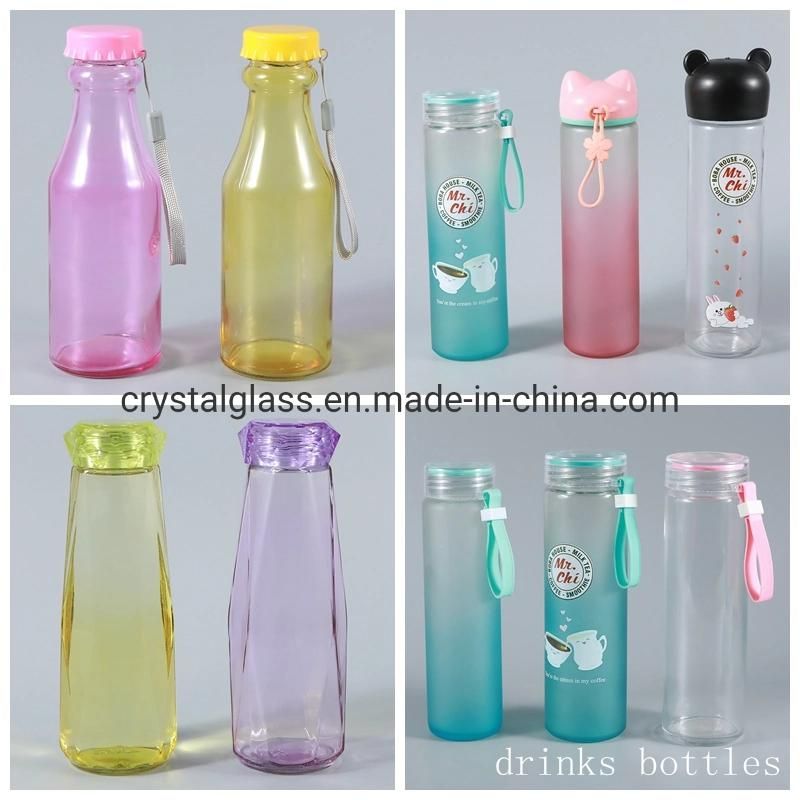 580ml Frost Painting Glass Ice Tea Bottle with Plastic Cap