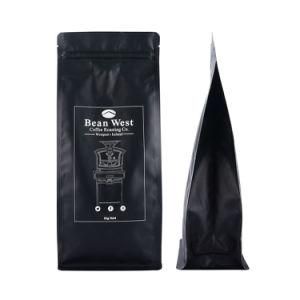 Custom Packaging 250g 500g 1kg Matte Black Aluminium Foil Coffee Bags Pouch Bag with Zipper and Valve