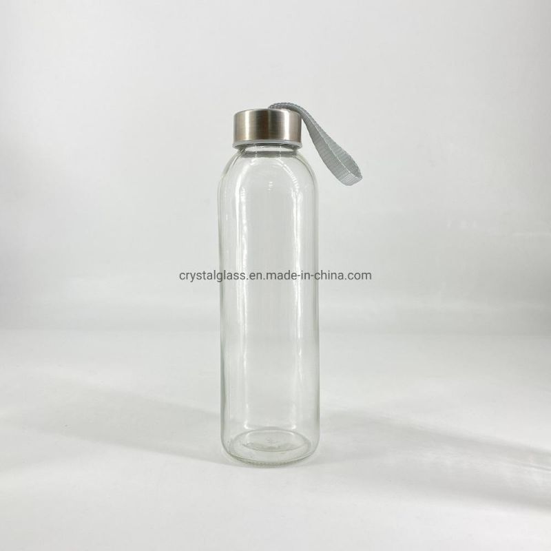 10oz Glass Water Juice Milk Beverage Drinking Bottle with Carrying Loop Cap Food Grade