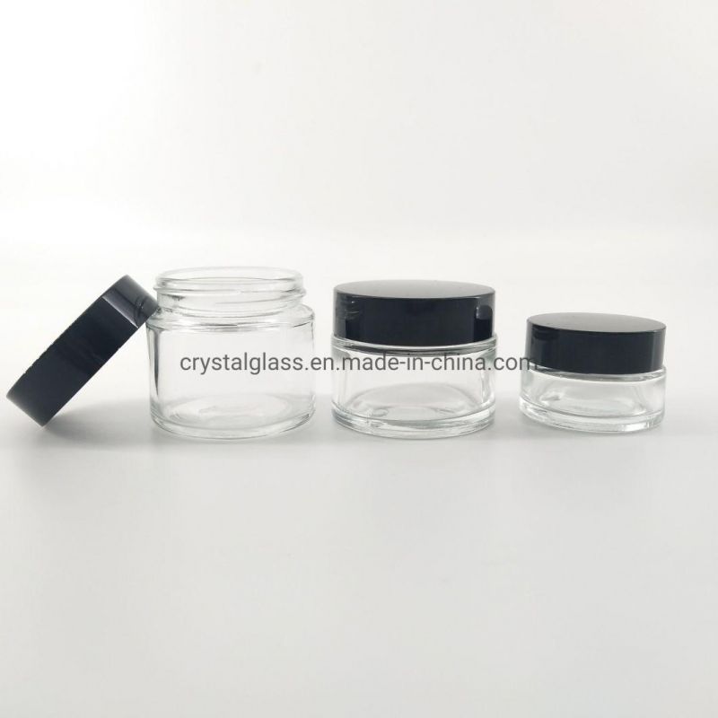 20g 50g Clear Glass Cosmetic Jar for Skin Care Cream Bottle with Aluminium Lid