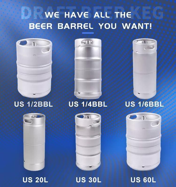 Popular Type Us 1/6 Bbl 1/4 20 Liter Stainless Steel Draft Beer Kegs with Spear