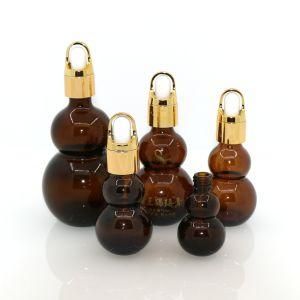 Good Quality Amber Double Gourd Roller Ball Essential Oil Bottle/Glass Light-Proof Essence Empty Bottle/Dropper Bottle