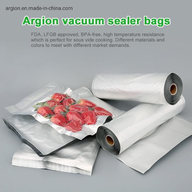 Custom Size Aluminum-Aluminum Clear Embossed Flat Vacuum Bag Roll with FDA LFGB Approved