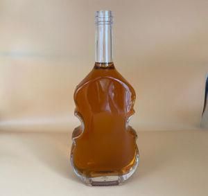 500ml 750mlempty Glass Violin Shape Glass Bottles for Whisky Brandy Tequila with Lids
