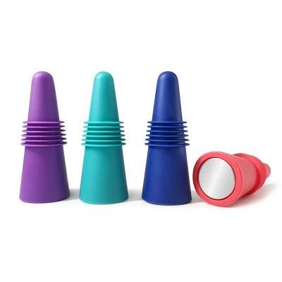 Supplier Assorted Colors Reusable Beverage Bottle Pourers for Drinks Saver Wine Stoppers with Airtight Food Grade Silicone