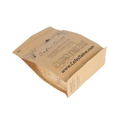 250g 500g 1kg Flat Bottom Pouch Biodegradable Compostable Coffee Tea Leaft Bag with One Way Valve