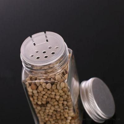 Seasoning Glass Bottle 120ml 4oz Square Pepper Salt Glass Bottle Glass Shaker with Metal Lid