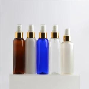 150ml Pet Plastic Round Shoulder Gold and Silver Cosmetic Mist Spray Bottle