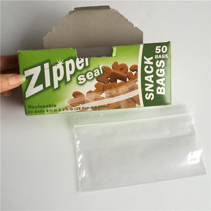 Hot Sale Food Storage Snack Size Reusable Zipper Bag Packed in Rigid Card Box