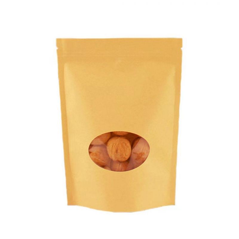 Kraft Zipper Paper Stand up Bag with Oral See-Through Clear Window