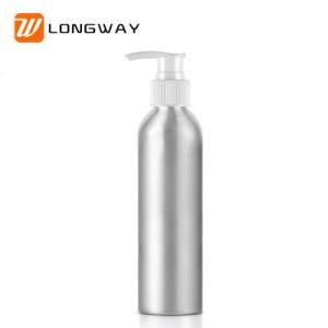 250ml Silver Color Boston Round Aluminum Bottle with Lotion Pump Screw Type