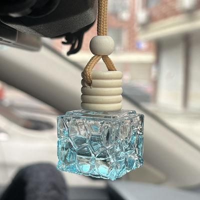 OEM Logo Wholesale 5ml 10ml Empty Square Wooden Cap Glass Air Freshener Car Perfume Diffuser Bottle