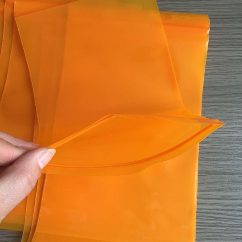 Orange Colored Film Reusable Plastic Zip Lock Packaging Bag