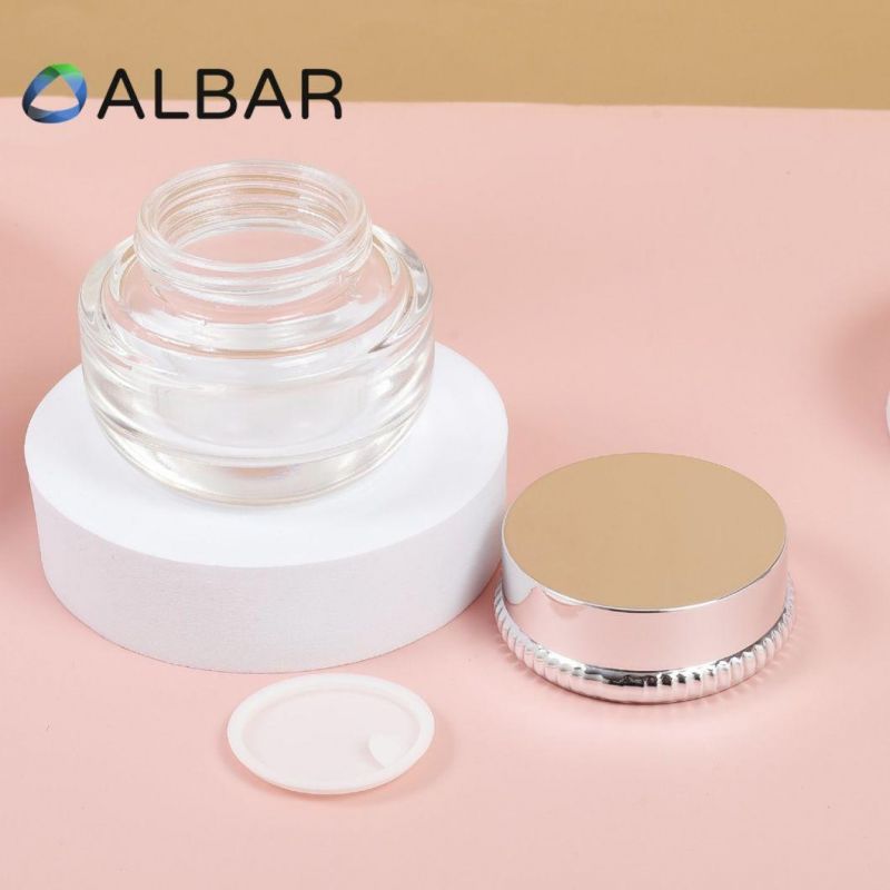 Round Cylinder Clear Glass Cosmetics Bottles with Thick Bottom High Quality