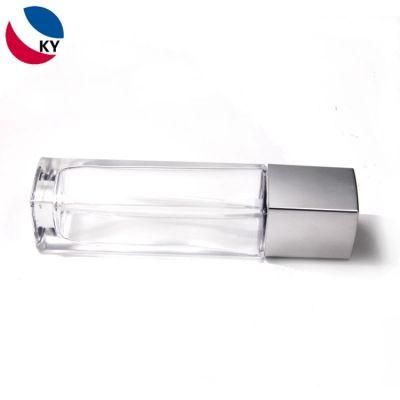 100ml Square Glass Pump Bottle with Silver Sprayer Pump Cover for Gel Cleanser