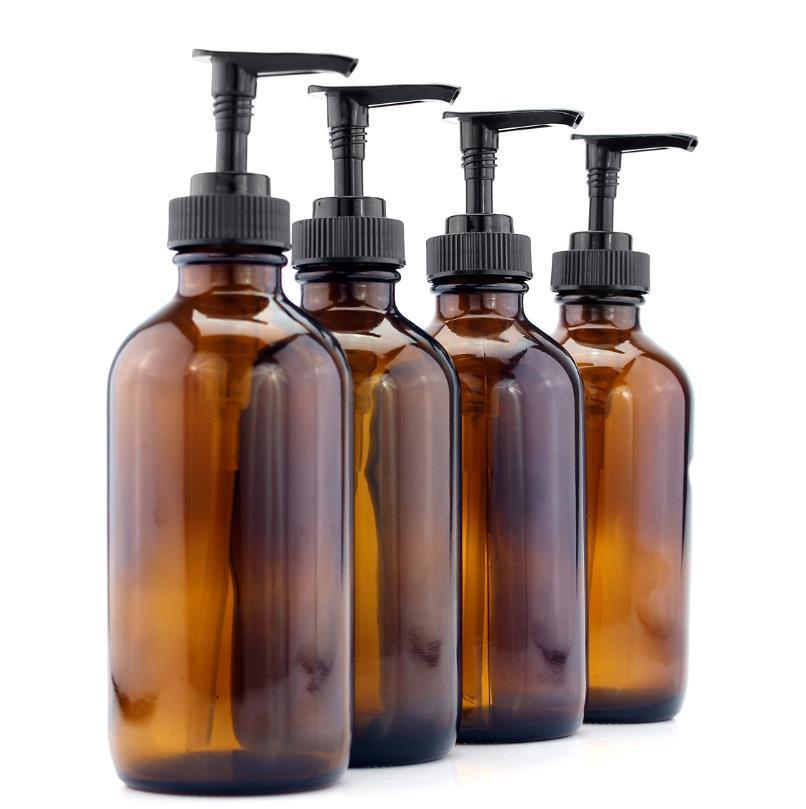 300ml 500ml Reusable Clear Amber Blue Hand Wash Hand Lotion Glass Bottles with Pump Dispenser