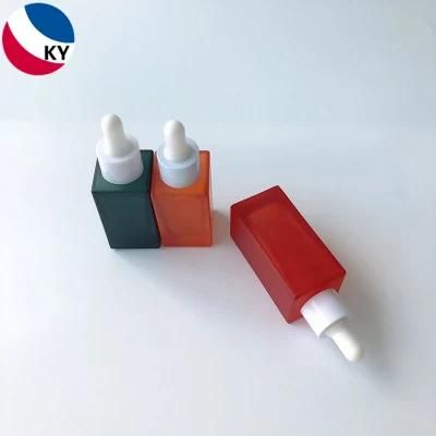 Matte Red Custom Color 30ml 50ml Square Glass Bottle Serum Oil Glass Bottle Container