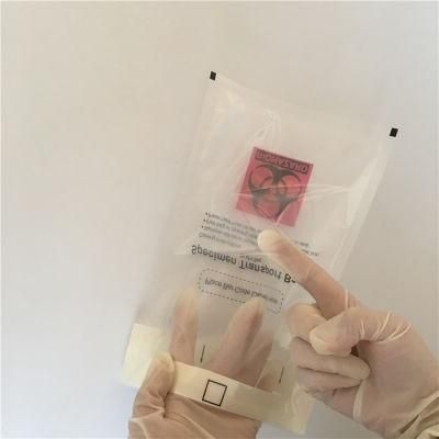 Plastic Medical Use 6&prime; &prime; X9&prime; &prime; Laminated Biohazard Logo Adhesive Tape 95kpa Specimen Bag