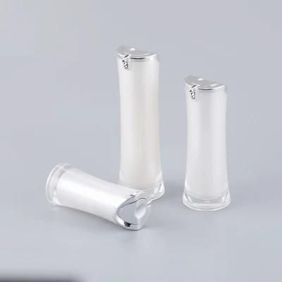 Airless Bottles Elite Fluid Bottle 50ml Pearl White Acrylic Cream Bottle 15g Round Cosmetic Bottles