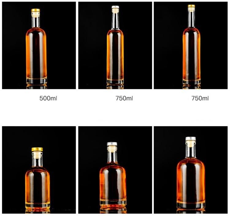 Custom 750ml 500ml 375ml 50cl 75cl 2L 100ml 200ml 300 Wholesale Empty Crystal Glass Tube Wine Bottle with Caps for Liquor Beverage Vodka Red Wine Whisky Brandy
