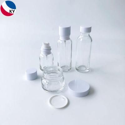 Luxury Cosmetic Packaging Set Cosmetic Bottles and Cream Jar Lotion Bottle Round 50g 30ml 50ml Glass Pump Bottle