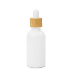 Luxury Glass Essential Oil Bottles 10ml 20ml 30ml 50ml 100ml White Opal Cerametic Dropper Bottle with Bamboo Cap
