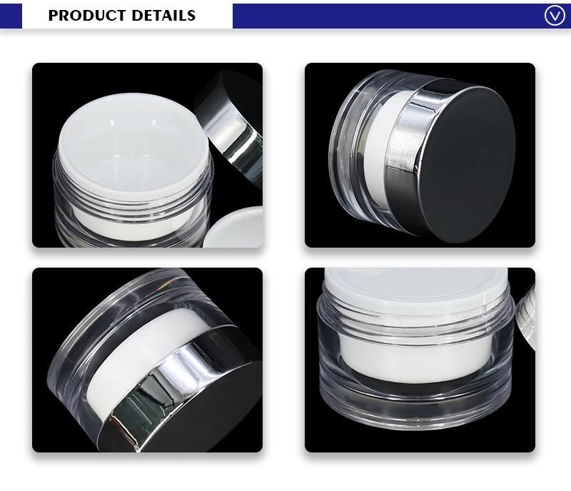 OEM PS 50g Transparent Luxury Cream Jar with Silver Lid