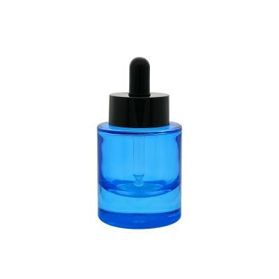 Round Shape Thick Glass Dropper Bottle with Double Wall Collar for Essential Oil Cosmetic Packing 30ml