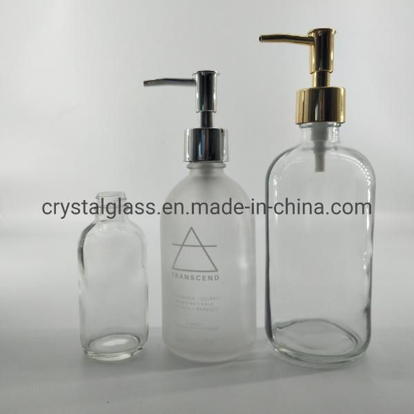 Hand Sanitizer Boston Glass Lotion Bottle with Pump 250ml 500ml