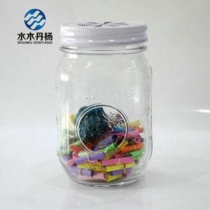 500ml Embossed Logo Mason Glass Jar with Tinplate Lid for Food Storage