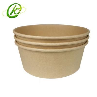 750ml 1000ml 1300ml Disposable Kraft Paper Salad Bowl Takeaway Salad Round Print Waterproof Degradable Noodle Bowl