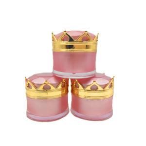 Crown Shape Lid 5ml 10ml 15ml 20ml Nique Pink Face Cream Jar Plastic Acrylic Cosmetic Cream Jar