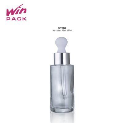 Transparent Light Green Dropper Bottle Sloping Shoulder Flat Silicone Rubber Dropper Serum Bottle 30ml