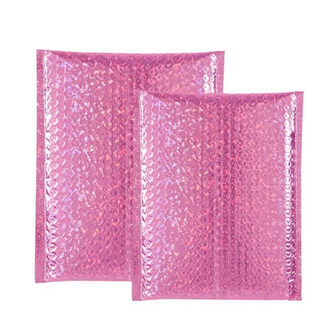 Laser Bubble Bag Holographic Packaging Envelope Poly Bag Pink, Silver