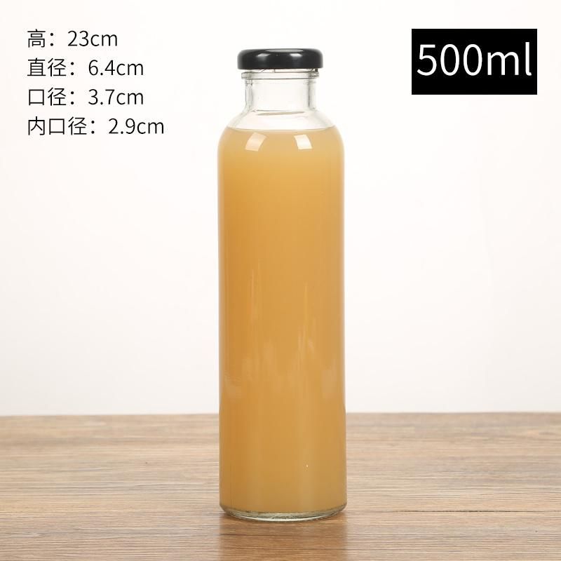 Wholesale Flint Clear Glass Bottle Cylinder 310ml 500ml Beverage Bottle Juice Bottle Glassware for Water Lemonade