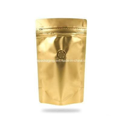 Golden Color Recycled Coffee Zipper Bags Air Valve