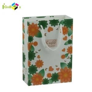 High Quality White Paper Flower Design Gift Bag, Recycling Paper Bag