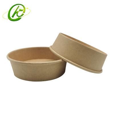 Customized Design Kraft Food Containers Wholesale Eco-Friendly Kraft 1300ml Paper Soup Salad Bowl Cups with Lid Food Paper Bowl