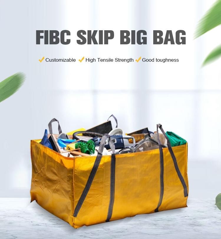 1500kg Big Construction Waste Bag Recycling FIBC Garbage Dumpster PP Fabric Skip Bag