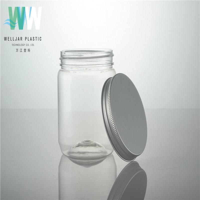 Plastic 250g Pet Cosmetic Jars with Aluminum Cap