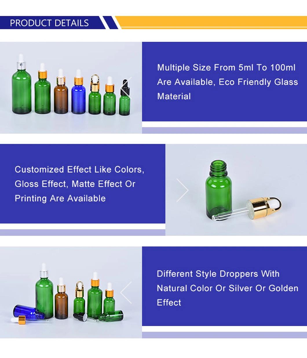 High Quality Recycle Eco-Friendly OEM/ODM China Green Empty Clear Glass Dropper Bottle