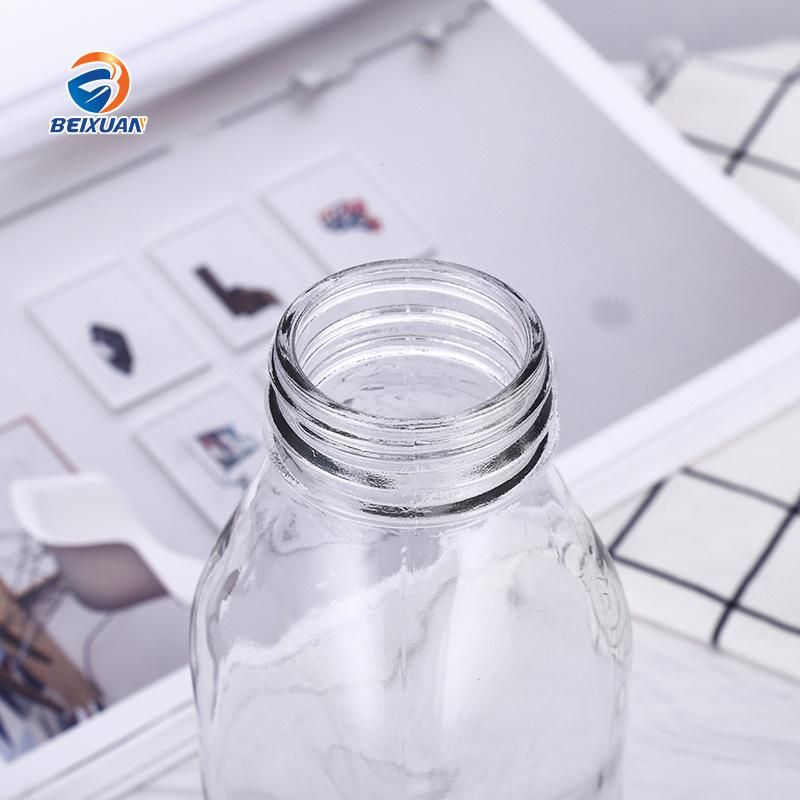 Recyclable 500ml Square Milk Glass Bottle with Plastic Cap