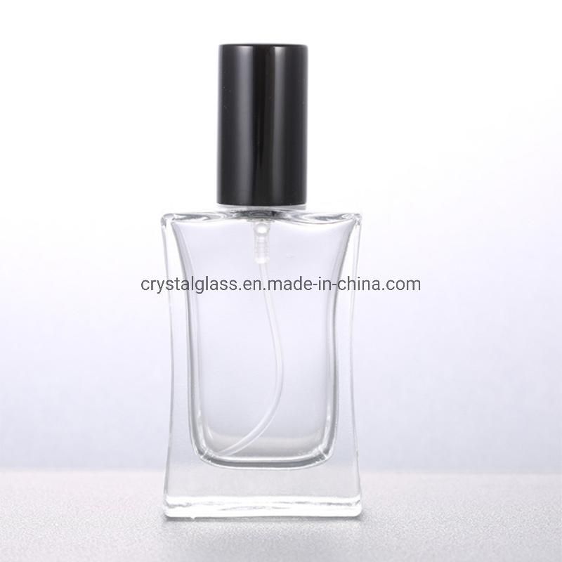 30ml Square Transparent Glass Perfume Bottle with Sprayer Factory Wholesale