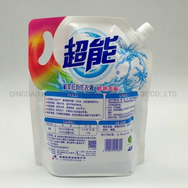 2kg Resealable Standup Washing Detergent Power Liquid Spout Package Pouch