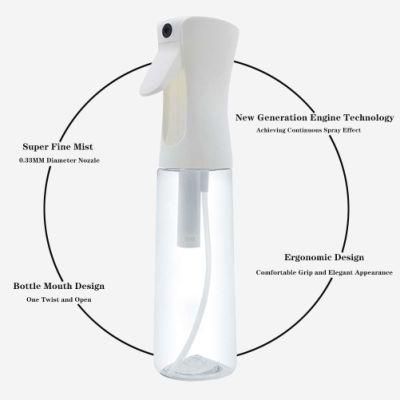 Wholesale 200ml 300ml 10oz Trigger Continuous Refillable Pet Plastic Water Fine Mist Spray Bottle