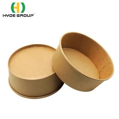 Custom Print Disposable Kraft Brown Round Salad Soup Paper Bowl with Lid