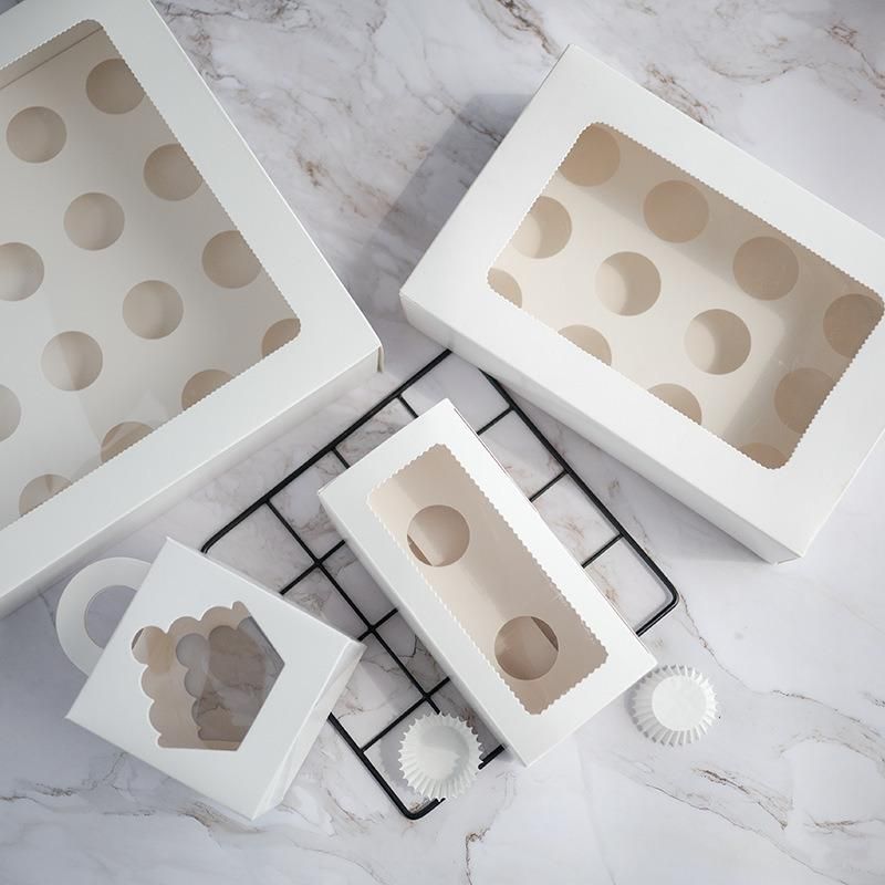 Food Grade Custom Logo Printing Plastic Window Paper Box for Cake Packaging