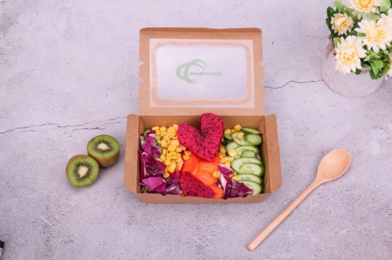 Kraft Paper Take-out Salad Box with Windows Meal Prep Containers