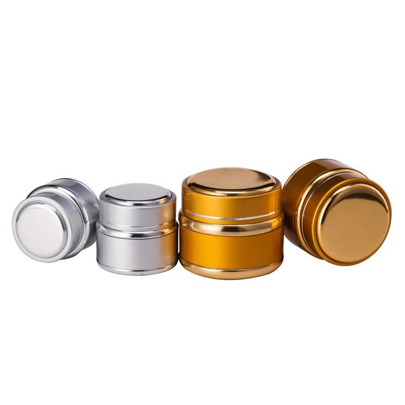 2018 Cosmetic Packaging 15g 5ml 15ml 30ml 50ml Gold /Silver Round Aluminum Jars for Cream